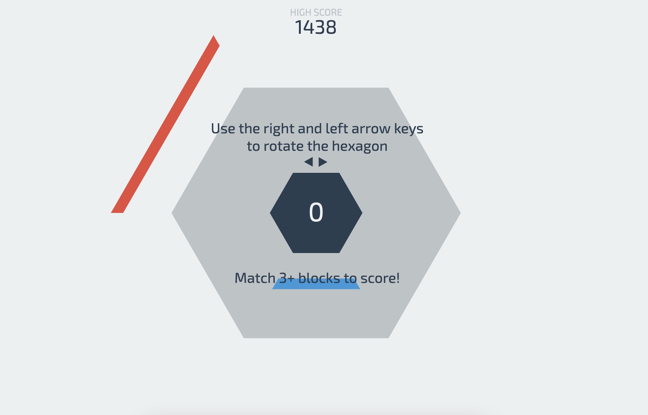 Hextris Gameplay Instructions showing controls and color matching